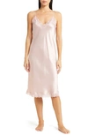 Papinelle Camille Lace Trim Silk Nightgown In Pink