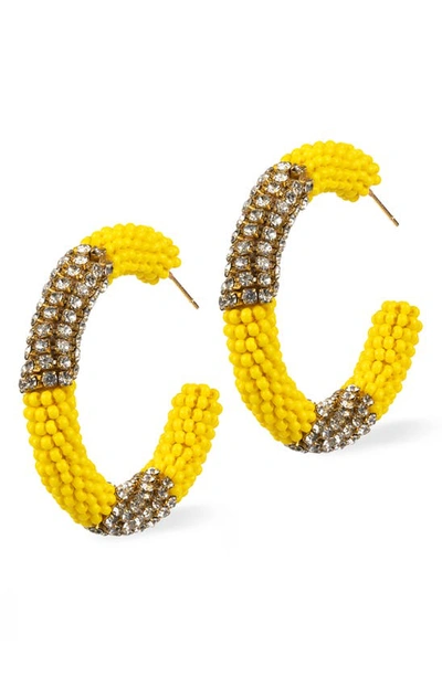 Deepa Gurnani Lana Beaded Hoop Earrings In Yellow