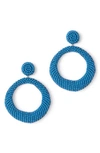 Deepa Gurnani Asta Beaded Hoop Drop Earrings In Denim