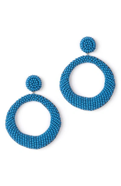 Deepa Gurnani Asta Beaded Hoop Drop Earrings In Denim