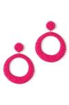 Deepa Gurnani Asta Beaded Hoop Drop Earrings In Fuchsia