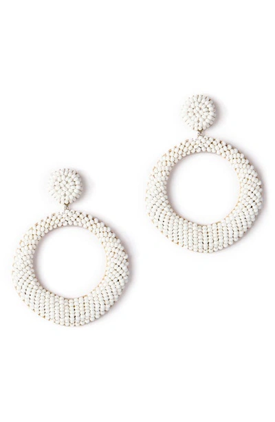 Deepa Gurnani Asta Beaded Hoop Drop Earrings In White