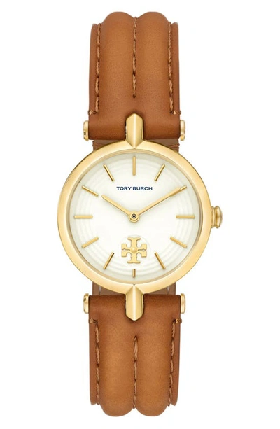 Tory Burch The Kira Leather Strap Watch, 30mm In Luggage