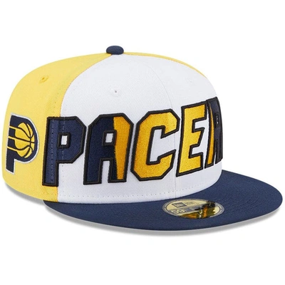 New Era Men's  White, Navy Indiana Pacers Back Half 9fifty Fitted Hat In White,navy