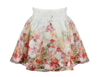 Zimmermann Wonderland Floral-print Silk-linen Blend Mini Skirt In Multicolor