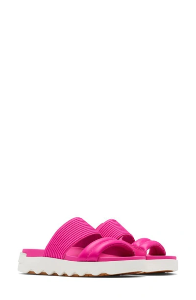 Sorel Viibe Asymmetric Slide Sandal In Fuchsia Fizz/ Sea Salt