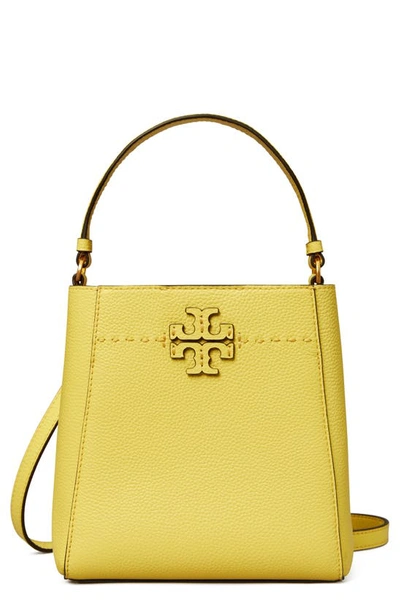 Tory Burch Mcgraw Small Leather Bucket Bag In Vintage Lemon