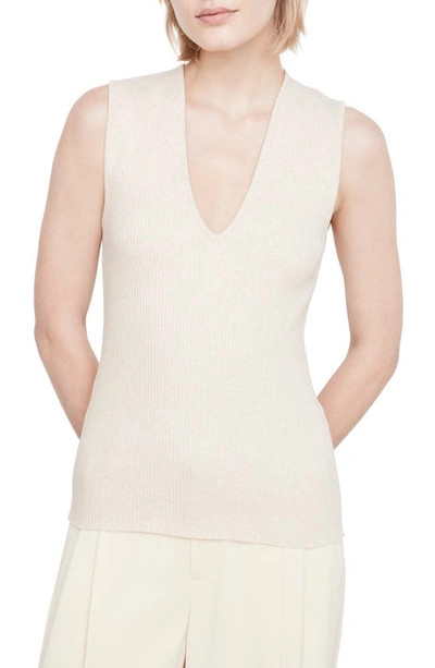 Vince Ribbed V-neck Shell In H Bone