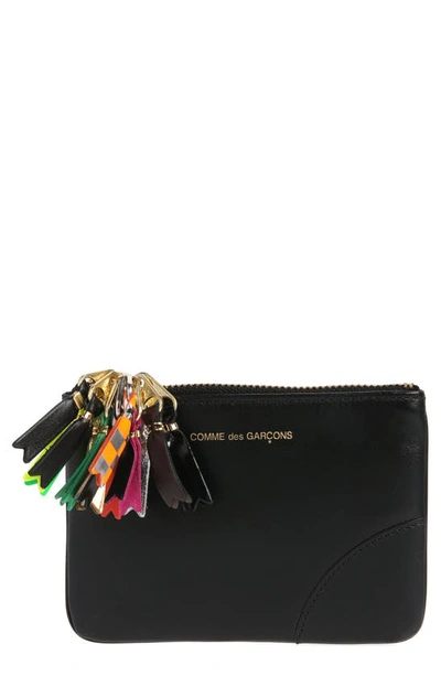 Comme Des Garçons Small Zipper Pull Leather Pouch In Black