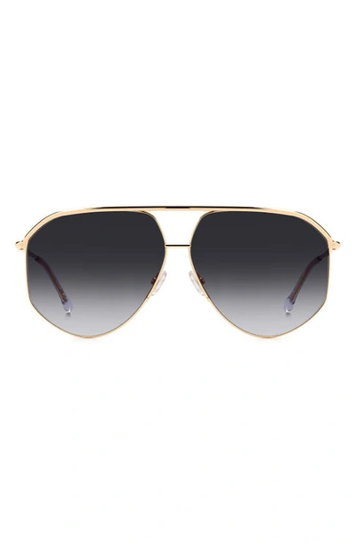 Isabel Marant Wild Metal 64mm Gradient Oversize Aviator Sunglasses In Gold/gray Gradient