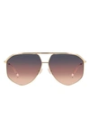 Isabel Marant Wild Metal 64mm Gradient Oversize Aviator Sunglasses In Rose Gold/brown