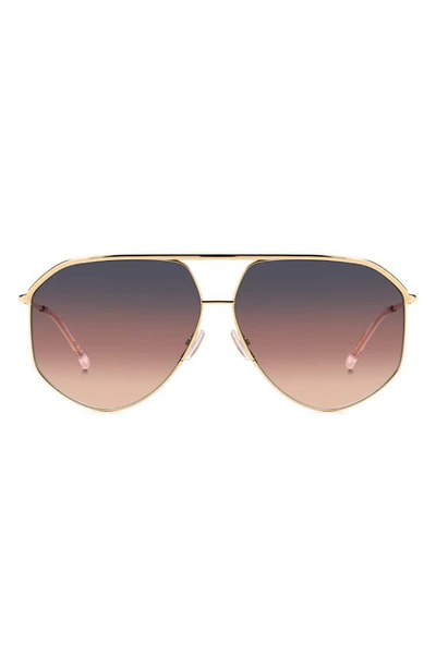 Isabel Marant Wild Metal 64mm Gradient Oversize Aviator Sunglasses In Rose Gold Grey Shaded Pink