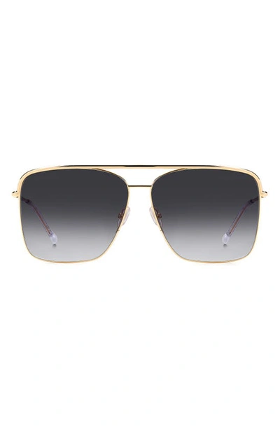 Isabel Marant Wild Metal 62mm Gradient Oversize Rectangular Sunglasses In Rose Gold/ Grey Shaded
