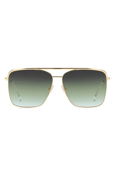 Isabel Marant Wild Metal 62mm Gradient Oversize Rectangular Sunglasses In Gold/green Gradient