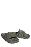 Adidas Originals Adilette 22 Slide Sandals Size 13.0 Plastic In Olive Strata/silver Green/black