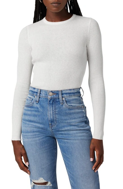 Hudson Back Keyhole Cutout Organic Cotton Blend Rib Sweater In Laser White