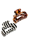 L Erickson Odessa Assorted 2-pack Jaw Clips In Carmel Chip/ Barcode