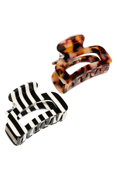 L Erickson Odessa Assorted 2-pack Jaw Clips In Carmel Chip/ Barcode