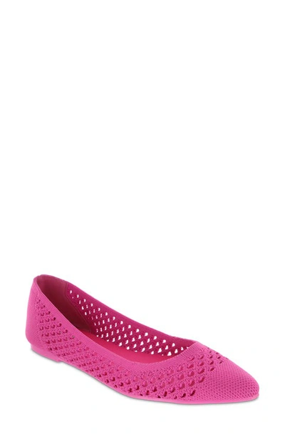 Mia Lovi Knit Pointed Toe Flat In Hot Pink