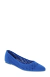 Mia Lovi Knit Pointed Toe Flat In Cobalt