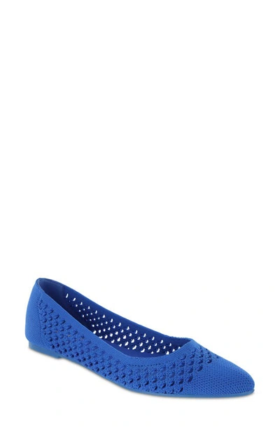 Mia Lovi Knit Pointed Toe Flat In Cobalt