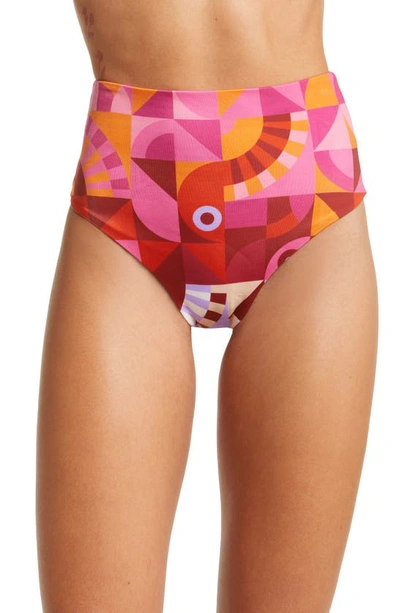 Farm Rio Ombré Graphic Toucans High Waist Bikini Bottoms In Ombre Graphic Toucan