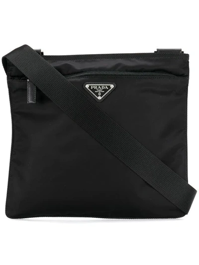 Prada Logo Plaque Cross-body Bag In Black