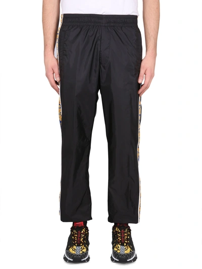 Versace Jogging Pants With Baroque Print In Black