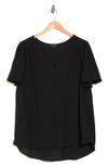 Pleione High/low Notched Tunic Top In Black