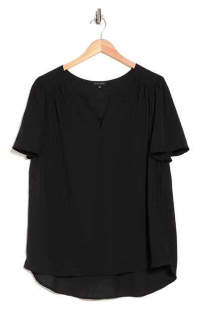 Pleione High/low Notched Tunic Top In Black
