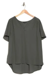 Pleione High/low Notched Tunic Top In Cypress