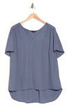 Pleione High/low Notched Tunic Top In Dusty Blue