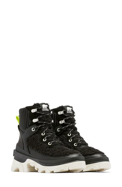 Sorel Brex™ Faux Shearling Lace-up Boot In Black Sea Salt