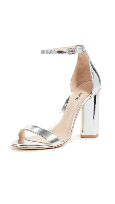 Schutz Jeannine Block Heel Sandals In Prata