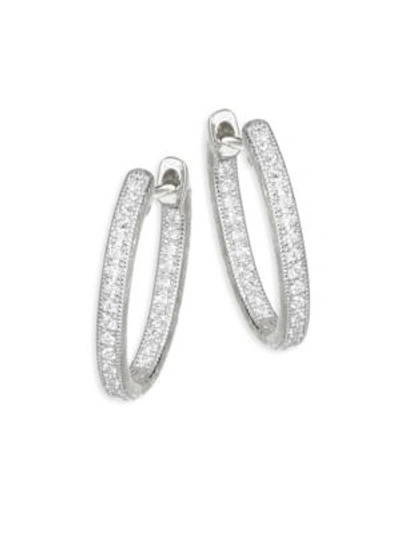 Jude Frances Lisse Diamond Small Oval Hoop Earring In White Gold