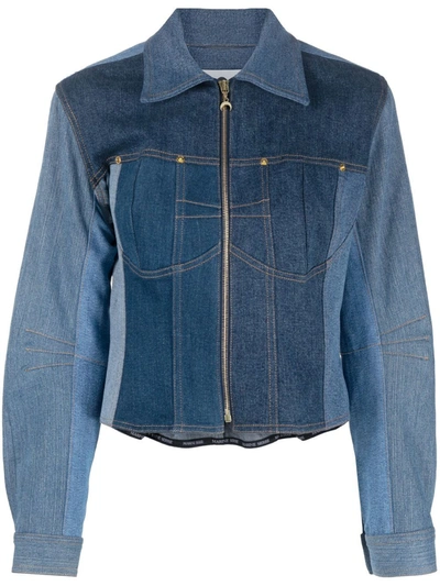 Marine Serre Panelled Denim Jacket In Blue