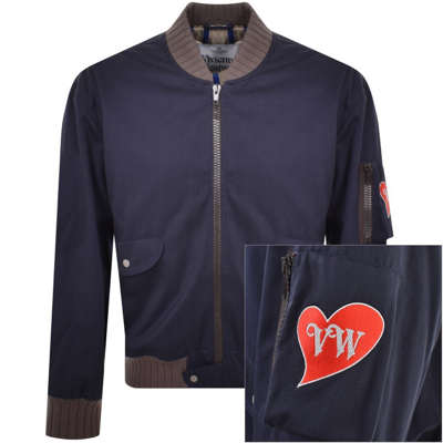 Vivienne Westwood Embroidered Bomber Jacket In Navy