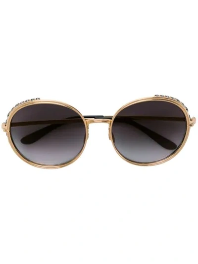 Elie Saab Oversized Round Shape Sunglasses In Metallic