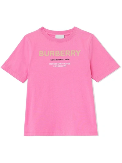 Burberry Kids' Horseferry-print Cotton T-shirt In Bubblegum Pink