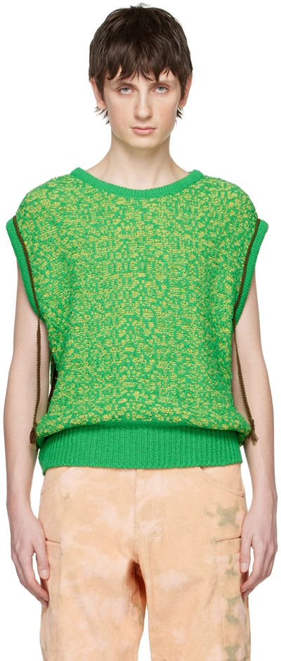 Andersson Bell Woven Knitted Vest In Green