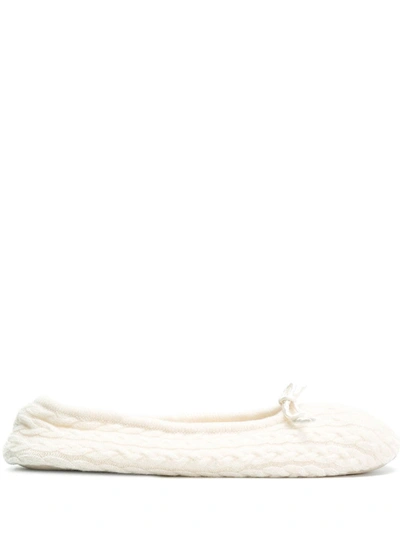 N•peal Contrast Trim Slippers In Neutrals