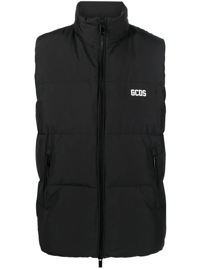 Gcds Padded Zipped Down Gilet In Black