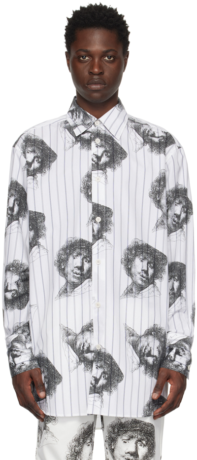 Jw Anderson Rembrandt-print Long-sleeve Shirt In White