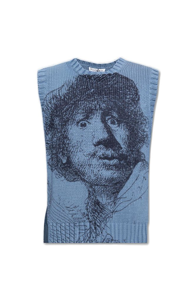 Jw Anderson Rembrandt Knitted Vest In Denim Blue