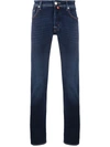 Jacob Cohen Mid-rise Straight Leg Jeans In Dark Wash