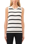 Halogen Back Keyhole Tank In Ivory/ Black Stripe