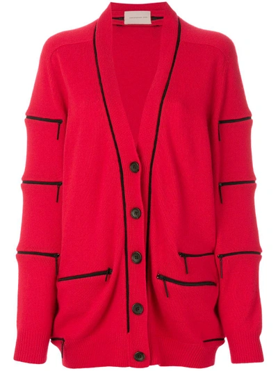 Christopher Kane Zip-embellished Cashmere Cardigan In Red