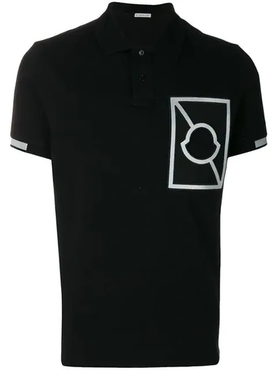 Moncler Maglia Reflective Cotton Polo Shirt In Black