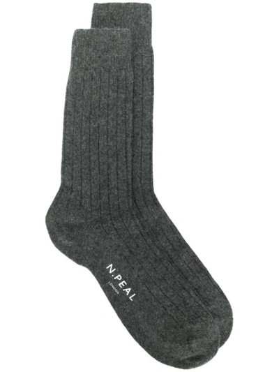 N•peal Logo-print Knit Socks In Grey