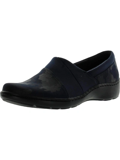 Clarks Cora Heather Womens Leather Slip On Loafers In Blue